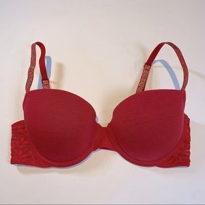 32C La Senza Red REMIX lightly lined Balconnet bra